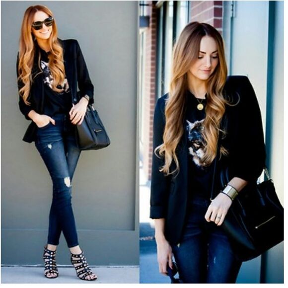 Wolf Print Short Sleeve Top Small - Picture 2 of 5